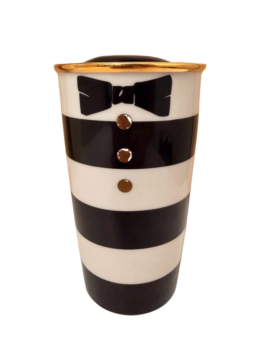 Starbucks Tuxedo Ceramic Tumbler Alice & Olivia Stacey Bendet 12 oz 2013 W/Lid